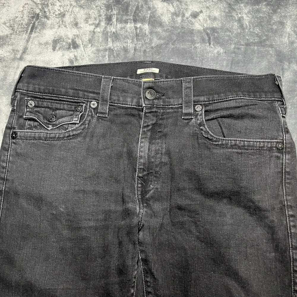 True Religion Ricky Jeans Men's (Fits 37x33) Black Relaxed Straight Denim Read